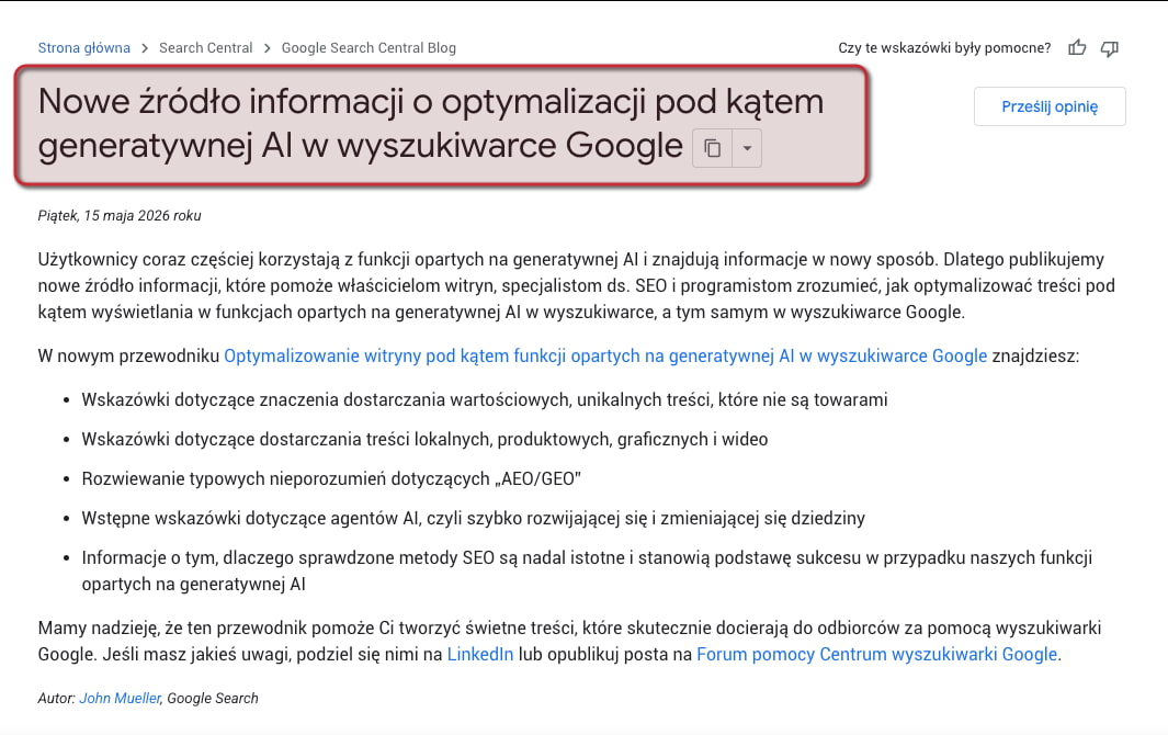 Patenty Google a AI Search: czego nie mówi oficjalny dokument Google z 15.05.2026