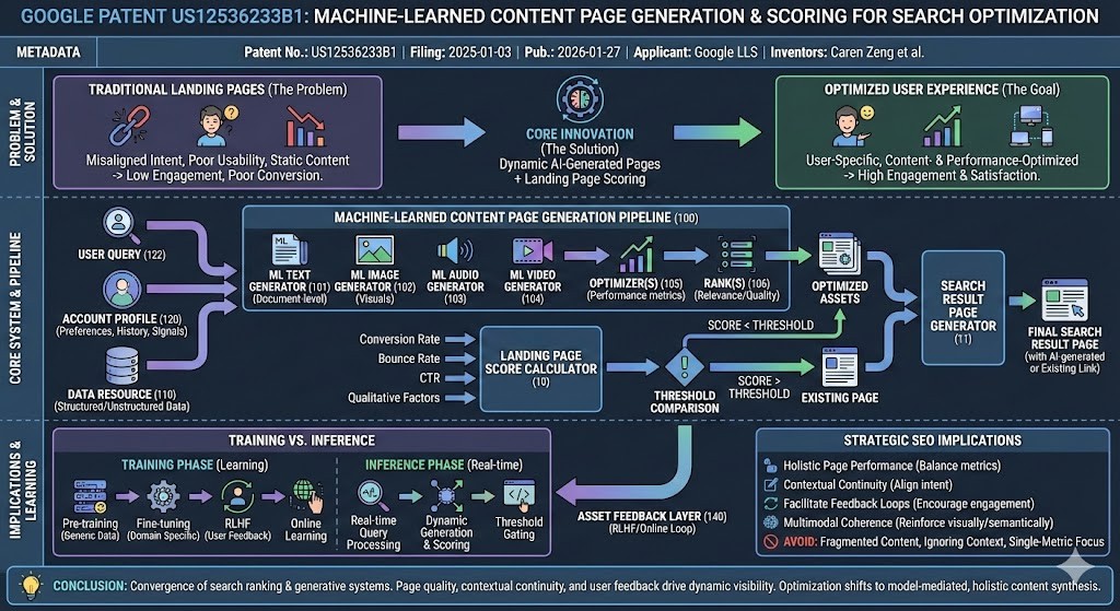 Google Patent US12536233B1 - Key Implications: AI Dictates Content, Performance is Mandatory